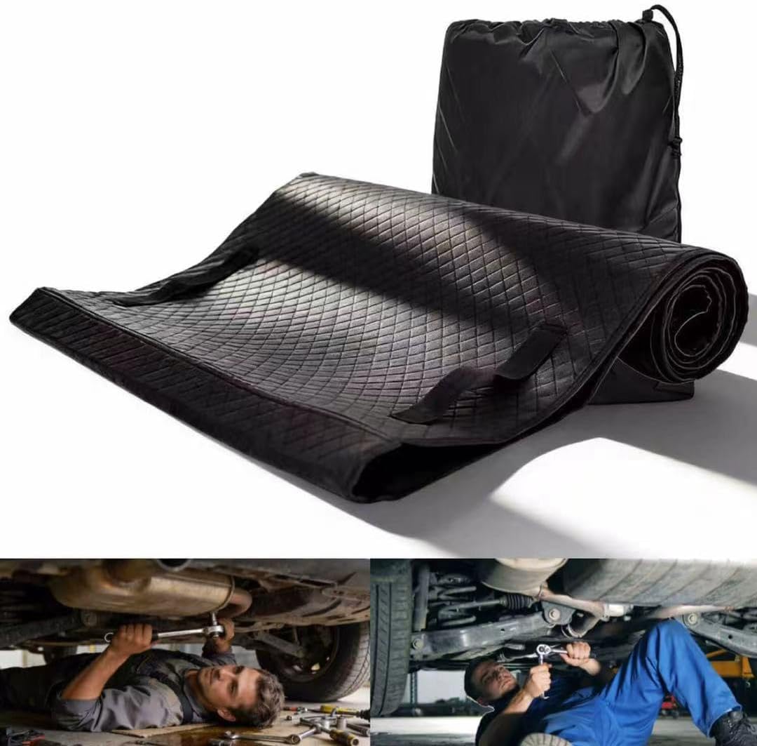 Heavy Duty Rolling Creeper Mat, 58"X28" Foldable Anti-Slip Garage Pad with Storage Bag, for Low Clearance Car Repair, Truck Maintenance - All-in-One Mat for Garage, Roadside, Muddy Conditions
