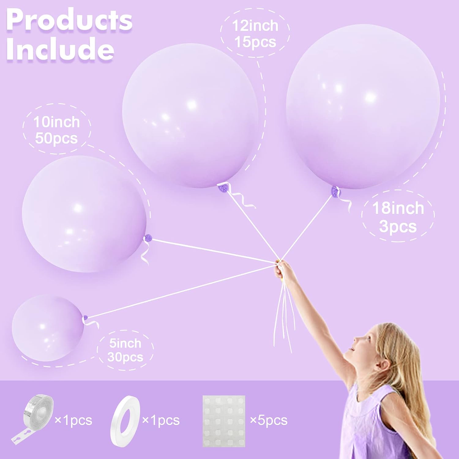Ousuga Purple Balloons 105 Pcs Macaron Garland Arch Kit - Image 3