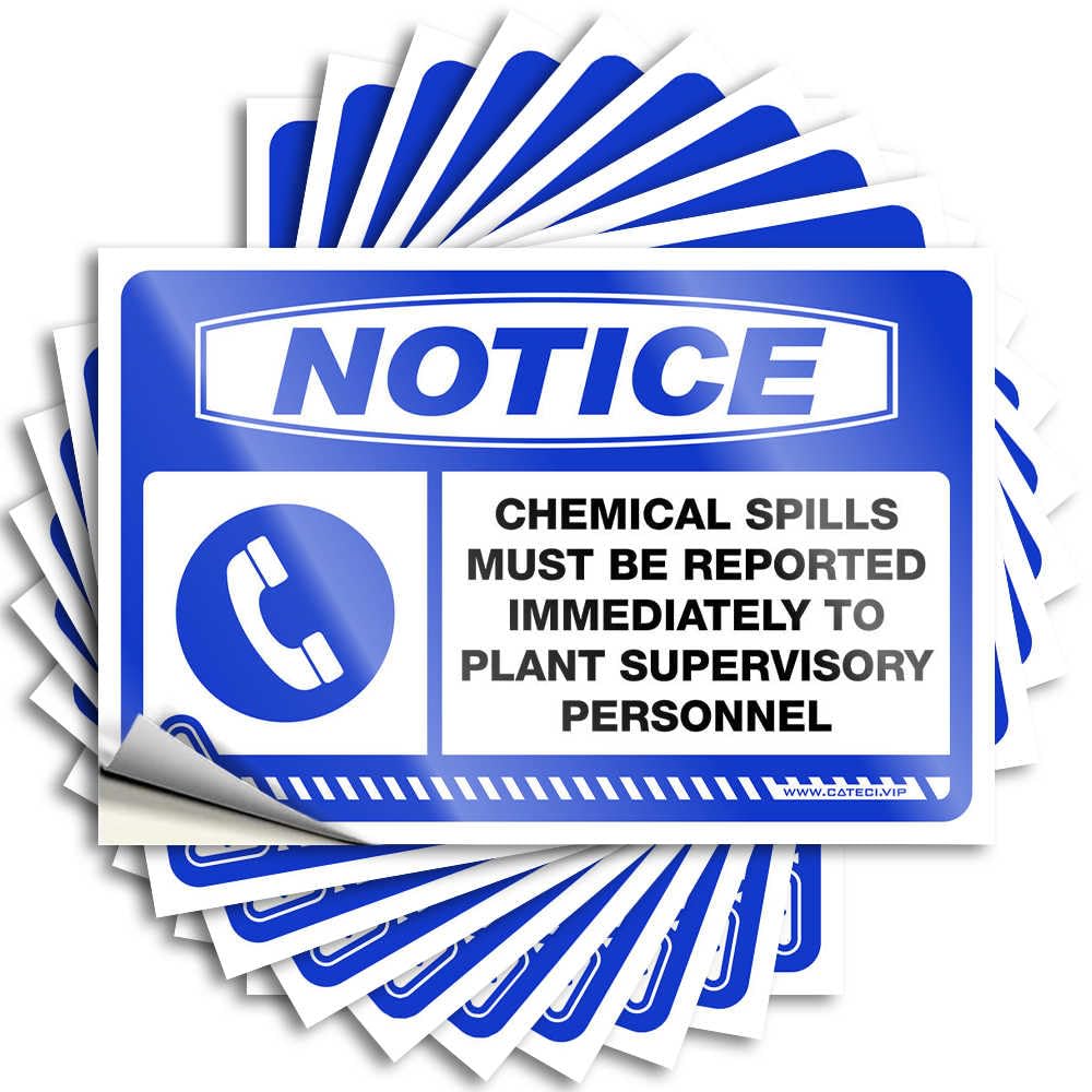 Decals Cute Waterproof Vinyl Sticker | Notice Chemical Spills Must Be Reported Immediately to Plant Supervisory Vintage Cover for Man DIY Projects(8X12CM)