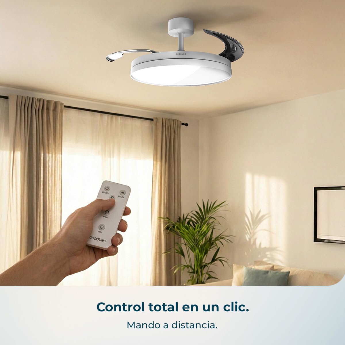 Cecotec Ventilador de Techo con Luz con Aspas Retráctiles EnergySilence Aero 2440 Invisible Pure White. 30W, Motor DC, Mando a Distancia, Temporizador 6h, 6 Velocidades, Función Winter-Summer — view 5