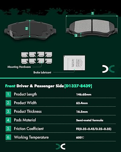 Miniatura 1026 de Kits de frenos y rotores, rotores de freno SCITOO y 8 pastillas de cerámica para 08-12 para Chrysler Town & Country, 08-12 para Dodge Grand Caravan