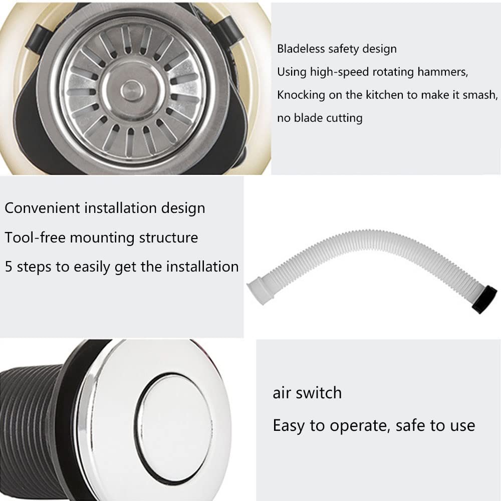 Eliminación De Basura Doméstica Con Cable De Alimentación Alimentación Continua Compacta Triturador De Residuos De Alimentos Triturador De Basura 0.76 HP 1600ML Para ​Residuos De Cocin