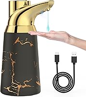 Vista 9 de Dispensador de jabón automático ajustable sin contacto, material de cerámica, 4 niveles ajustables, bomba de jabón líquido con sensor recargable