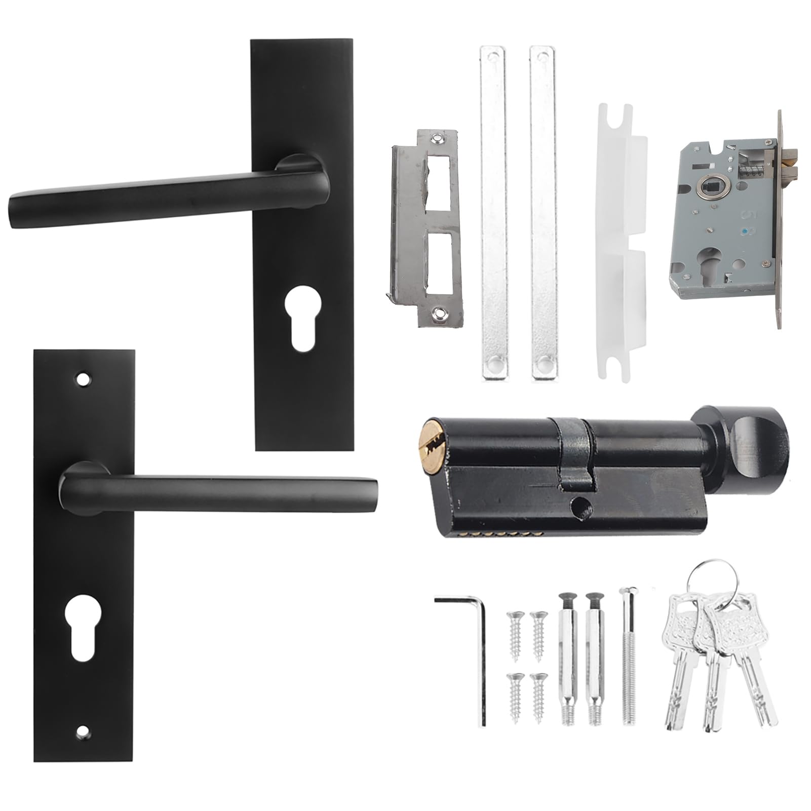 Klamka do drzwi PolyGen Silent Lever zaprojektowana z niezakłócającym mechanizmu zamykania, kompletny zestaw zamków do drzwi wewnętrznych z kluczami do zastosowań w pokojach