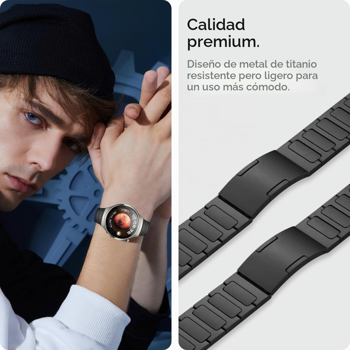 Miimall Correa de Acero Titanio para Huawei Watch 4 Pro Elite, Ultimate Design, GT4 - Ajustable y de Metal