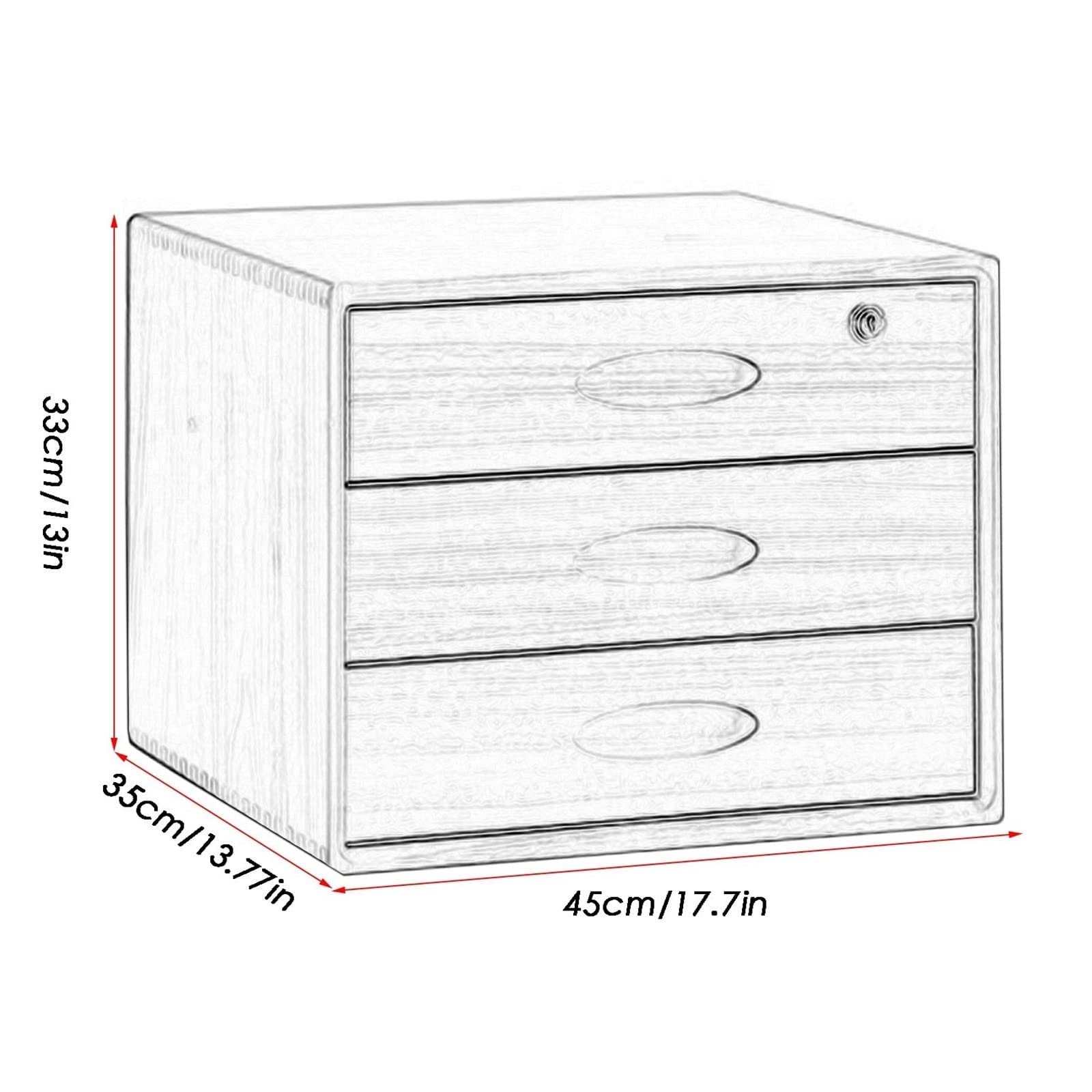 Organizador de escritorio de madera con cajones para suministros de oficina, caja de almacenamiento de madera maciza para el hogar y la oficina, pequeño archivador plano para cosméticos, libros y