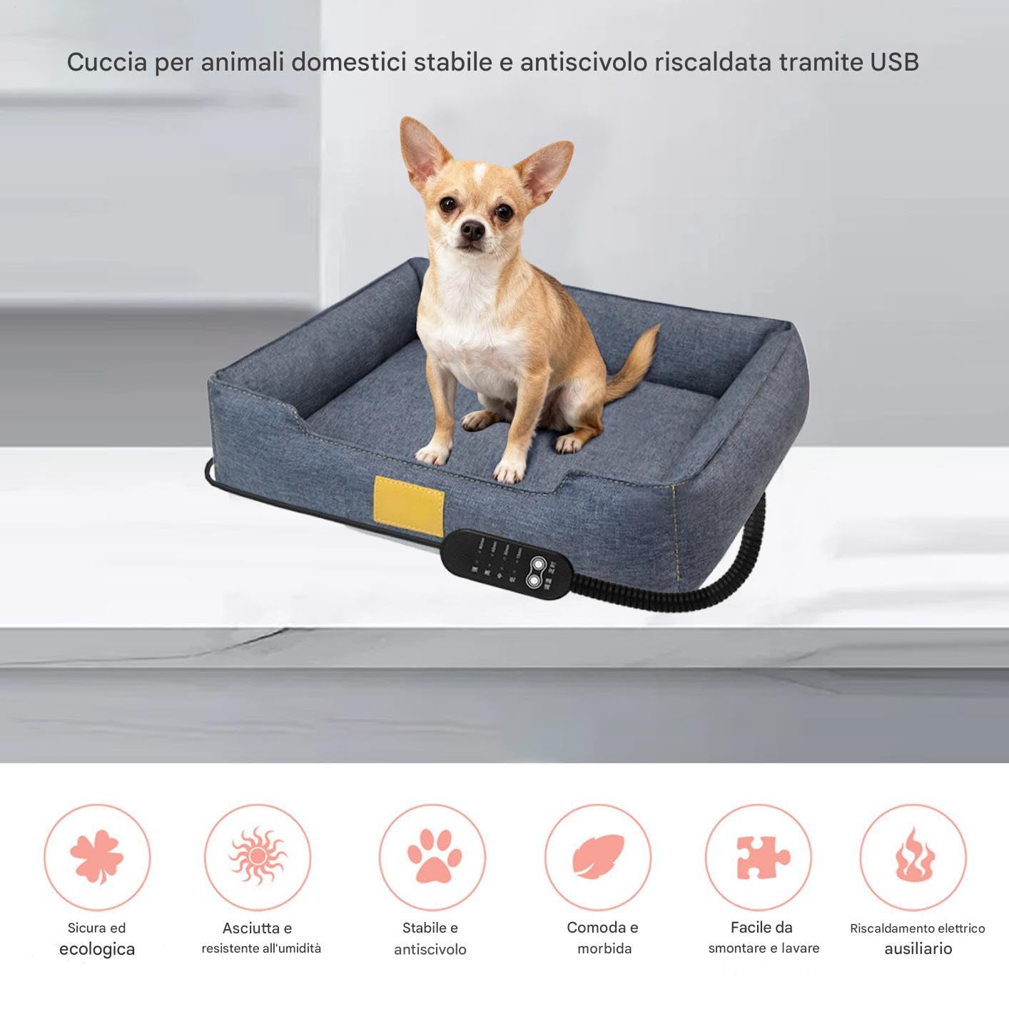 Generico Alfombrilla calefactora para perros – Calentador de animales eléctrico, alfombrilla calentada impermeable | Inserto versátil y para cachorros, perros, adultos, gatos, comodidad