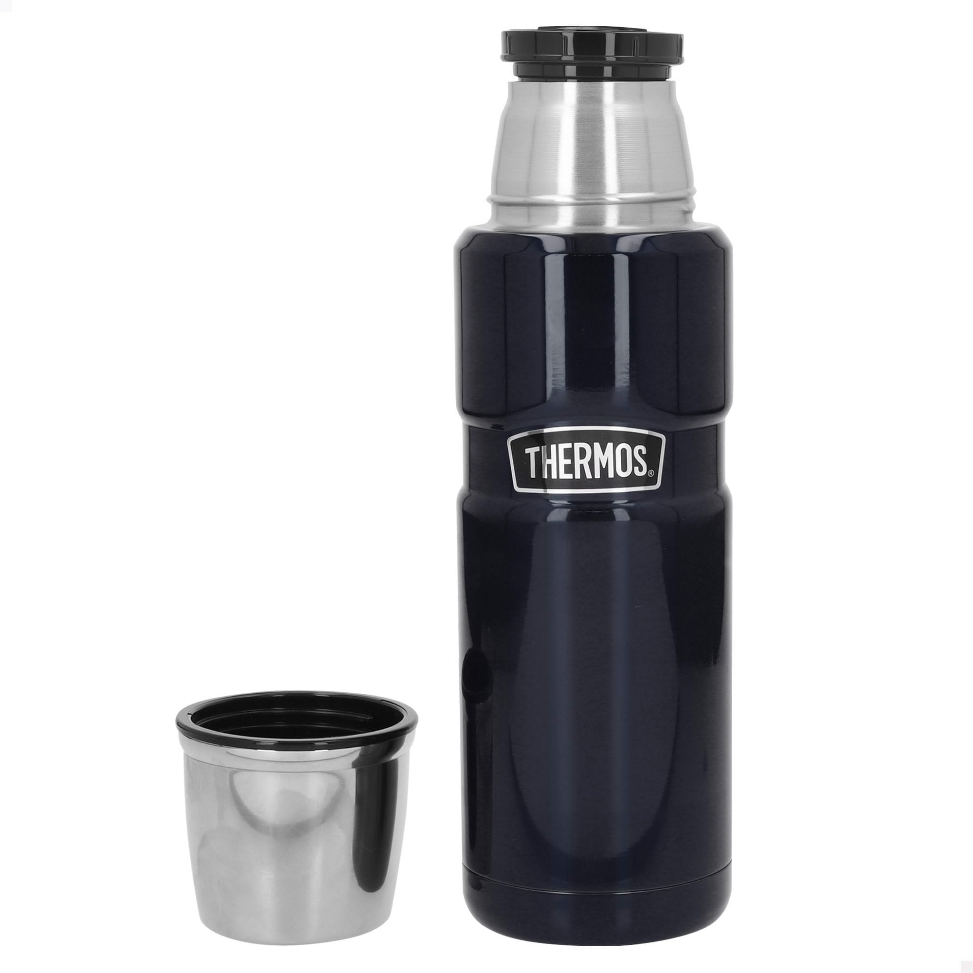 THERMOS Stainless King 4003.256.047 Thermos Flask Stainless Steel Midnight Blue 0.47 L Twist Cap Hot for 12 Hours Cold for 24 Hours BPA