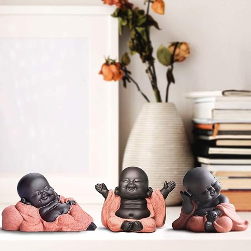 Miniatura 4 de Kingzhuo Una colección de 3 Budas de Cutie 3 Estilos Encantador Buda sonriente Estatua de Buda sonriente Grandes Detalles Regalo Te Hacer Feliz