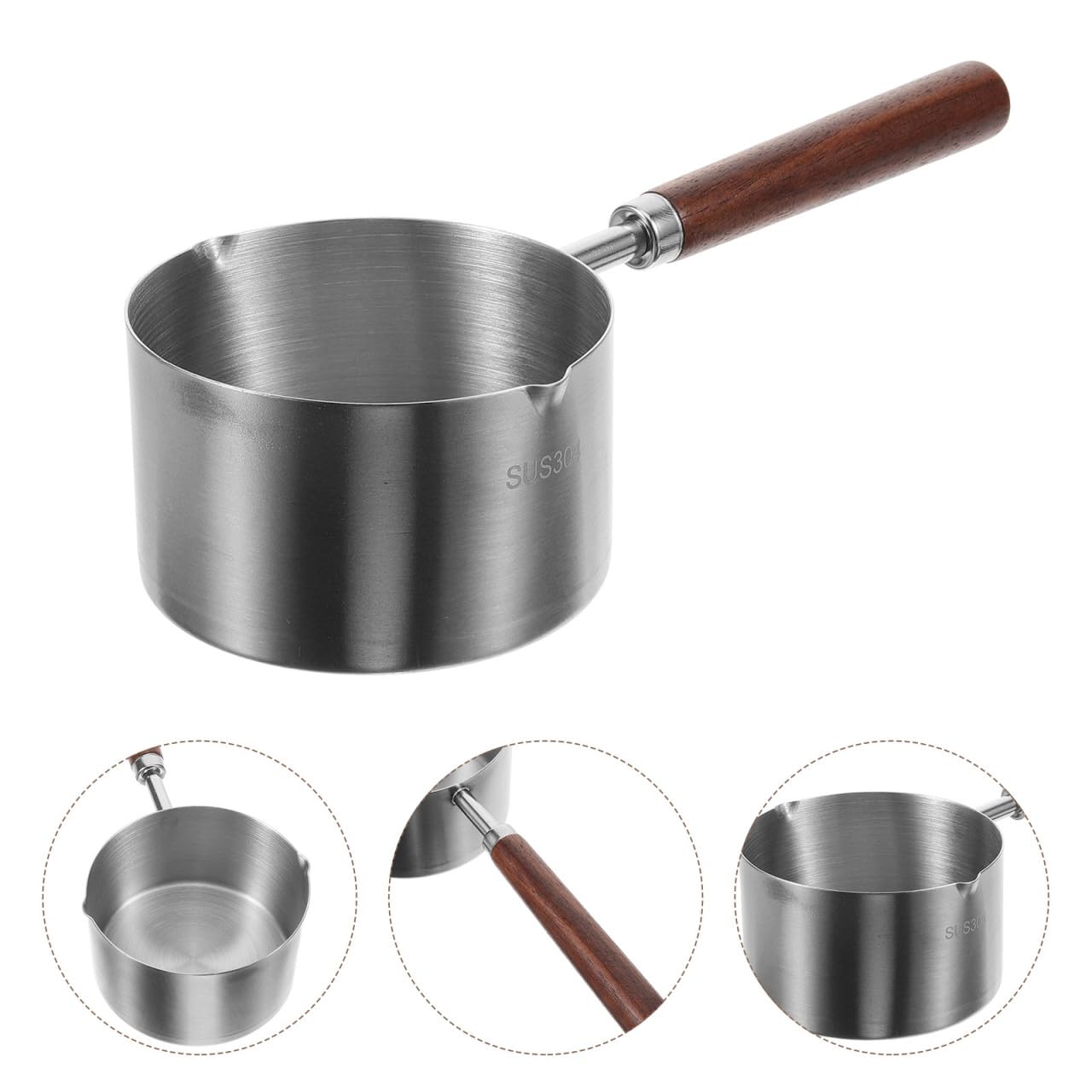 Colcolo Kleiner Kochtopf 700ml - Edelstahl Milchtopf Mit Holzgriff & Verbrühungsschutz