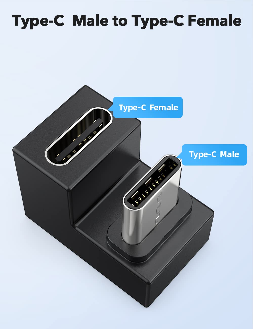 UPERFECT USB C U Shape Adapter, 360 Degree Angled USB 3.1 Type C (USB-C) Male to Female U Shape Adapter 4K144hz Resolution 10Gbps for Monitor,Laptop, Tablet & Mobile Phone
