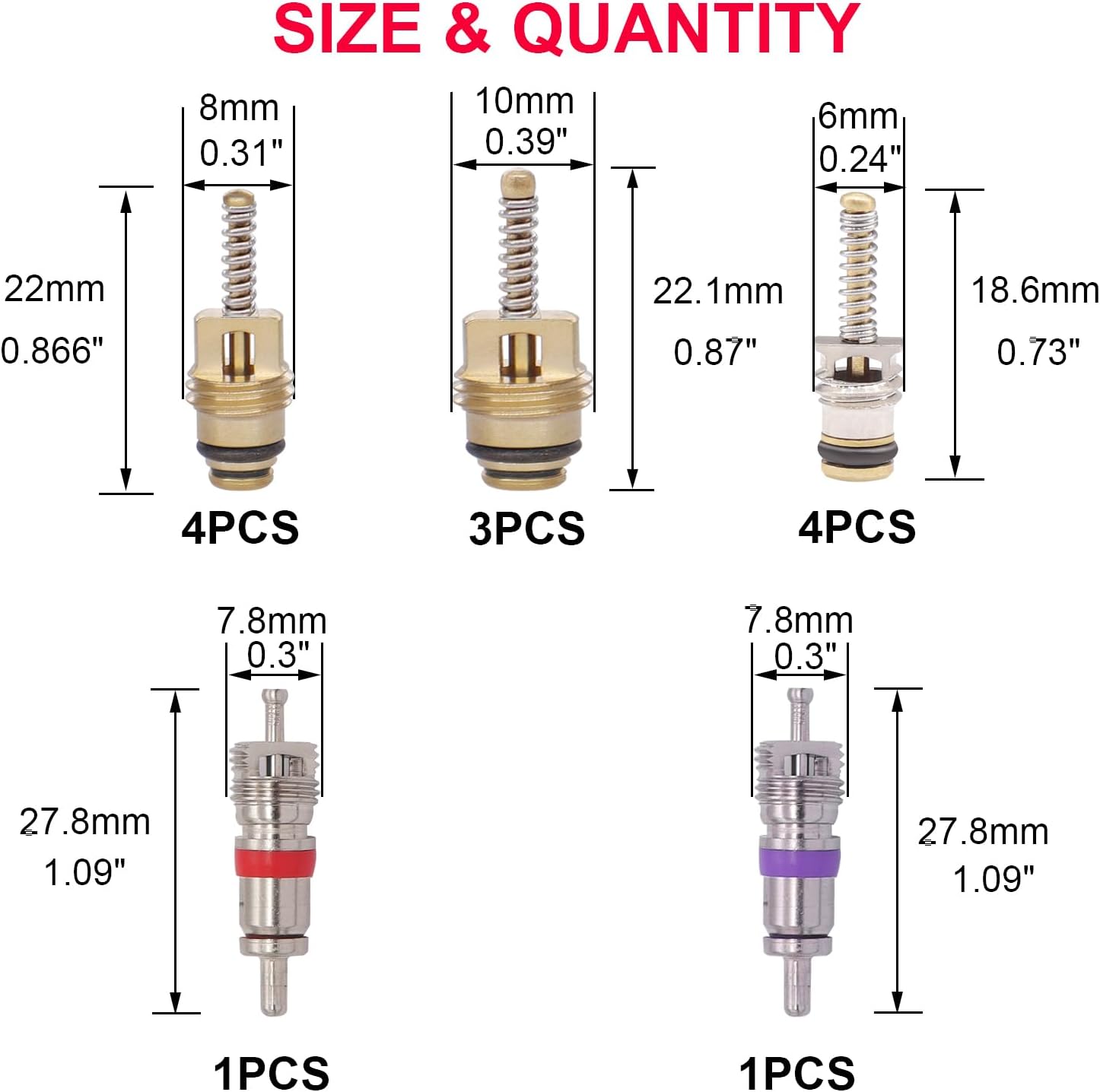 TWTADE 102Pcs Car Air Conditioner Valve Core Kit, R12 R134A Schrader Valve Cores with Dual Head Valve Core Remover Tool, Replacement AC Valve Stem Accessories for Automotive HVAC Refrigeration System