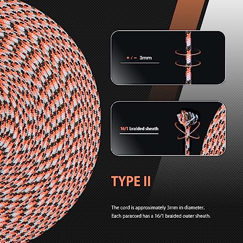 Abma Cord Paracord 425 lbs 3mm 100% Nylon 30M - Sneaky Orange Camo, Multi Color-sneaky Orange Camo, 30 Meters - Image 4