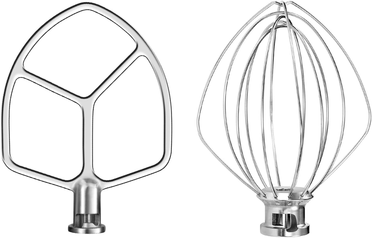 Stainless Steel Flat Beater & Wire Whip Whisk, Attachment for Kitchen Aid 56 Quart