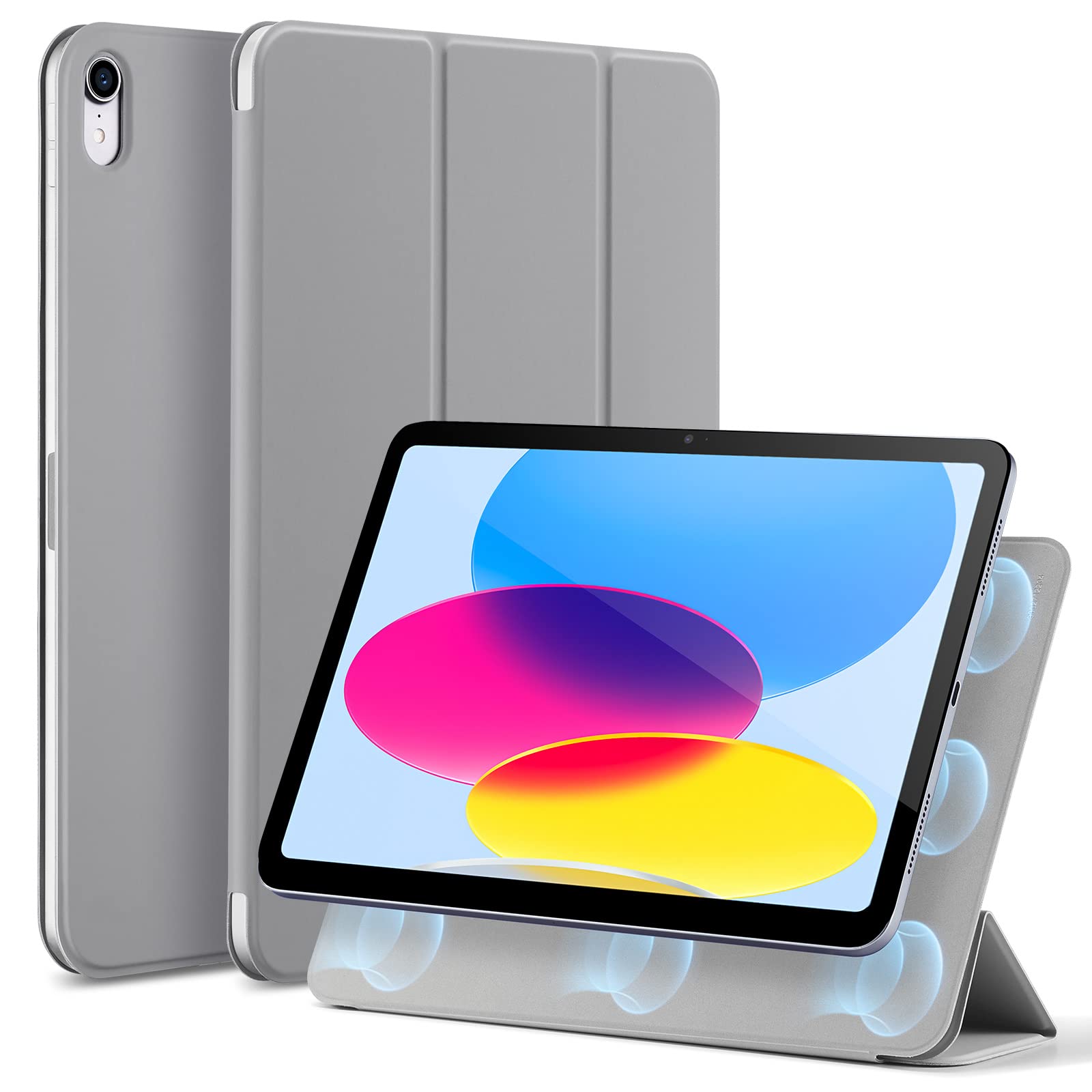ESR Hülle für iPad 11/10 Generation hülle 2025/2022 magnetische, iPad (A16) 10/11 Case, Praktische Magnetbefestigung, Two Way Trifold Ständer, Leichter Schutz, Auto Ruhen/Wecken, Grau