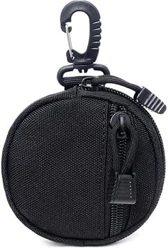 Waist Belt Bag with Carabiner Mini Key Trinket Wallet Holder Coin Purse Pouch Coin Pocket Military Pouch Black