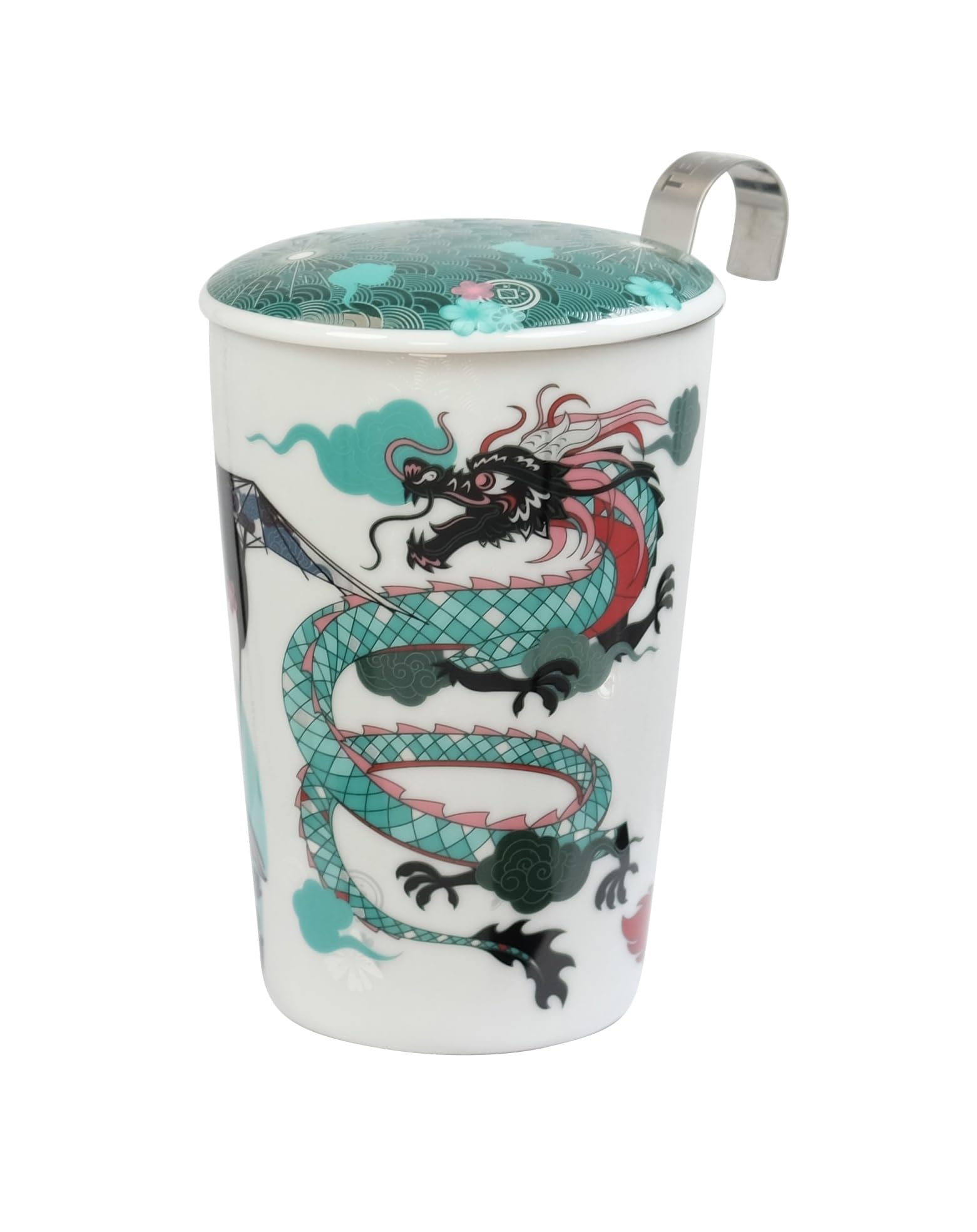 Eigenart Teaeve 80065 Sweet Little Geisha Water Tasse à double paroi en porcelaine avec couvercle et passoire en acier inoxydable sans BPA 350 ml