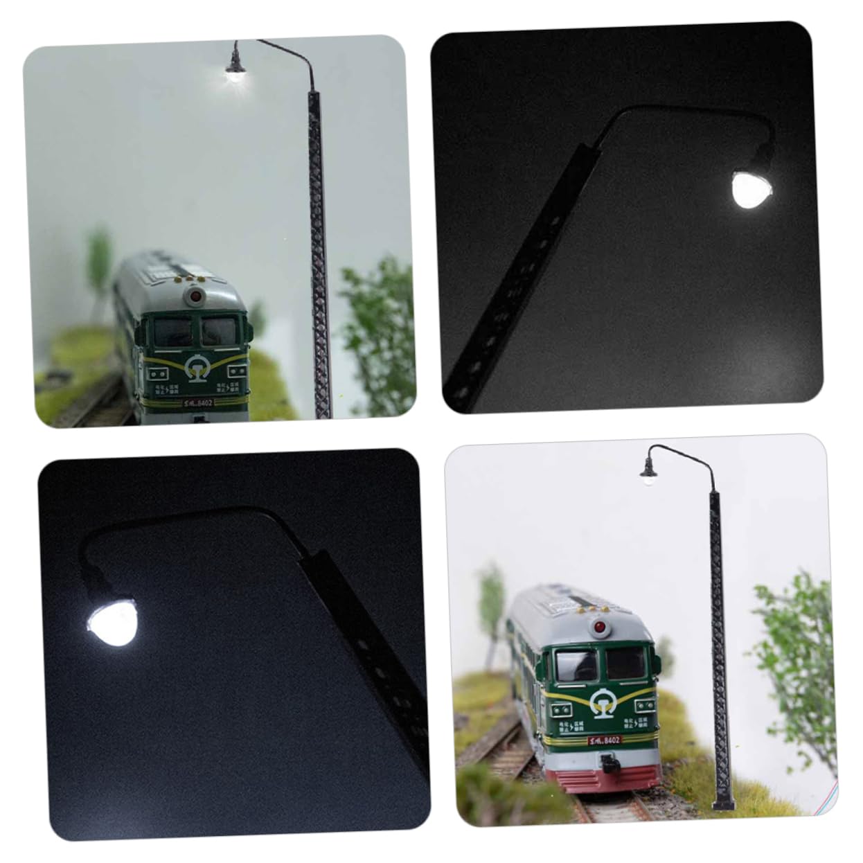 HAPINARY Realistic Railroad Train Lamp Post Micro Landscape Light Decor Mini House Decor