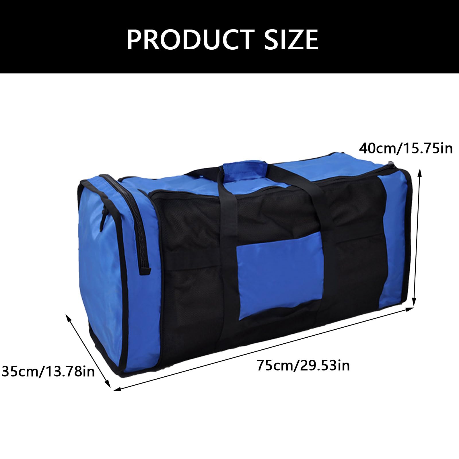 Sac de sport de plongée grande capacité en maille pour la plongée sous-marine et l'équipement de plongée avec tuba, Noir