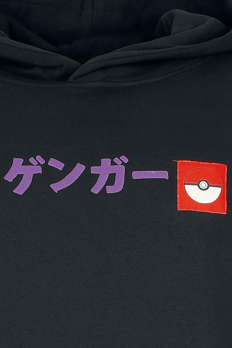 Pokémon Gengar Block Print Uomo Felpa con Cappuccio Nero Regular