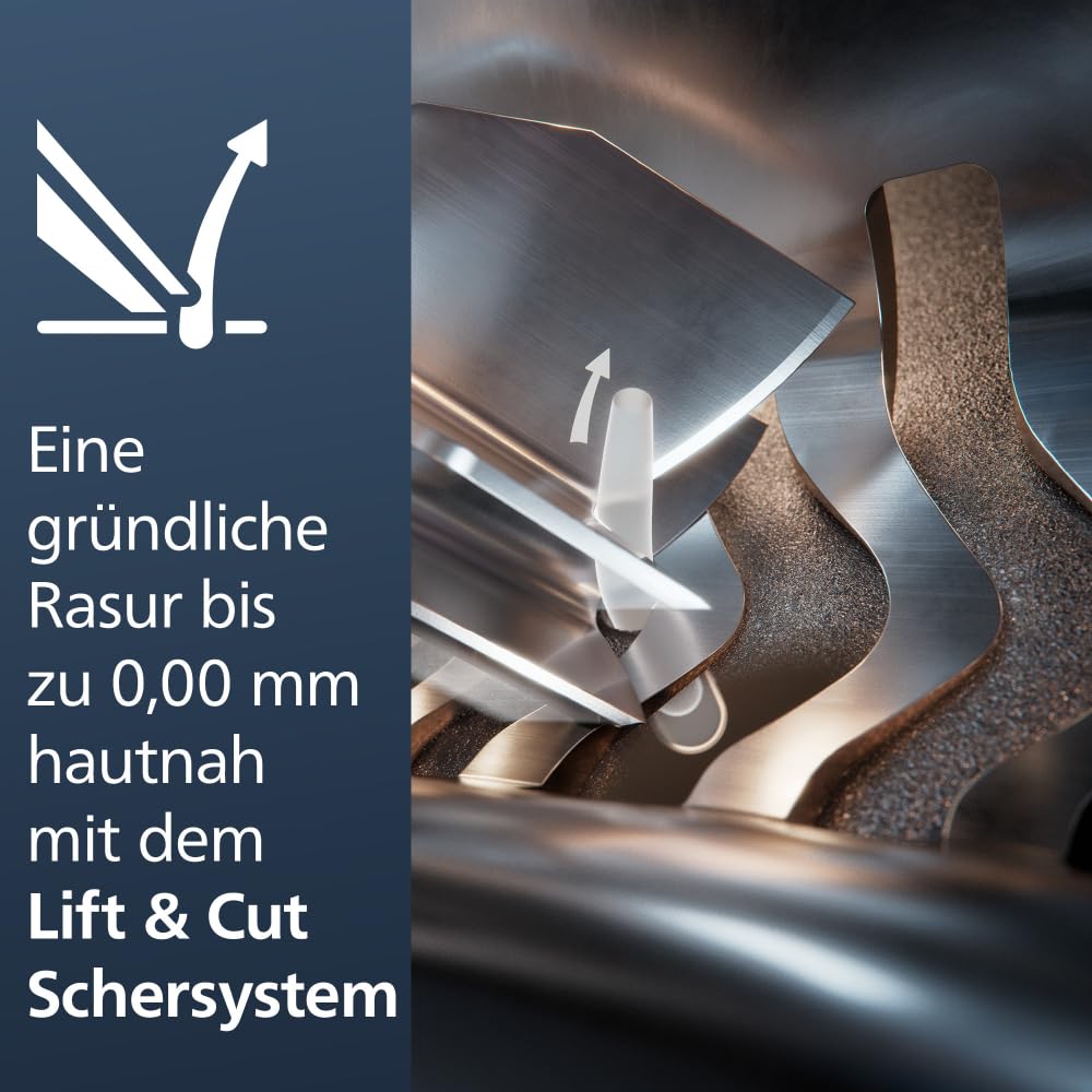 PHILIPS Rasierer S9000 Prestige Elektrischer Nass- und Trockenrasierer SkinIQ-Technologie Lift & Cut-Rasiersystem Bartstyler Reinigungsstation Qi-Ladepad Modell SP9885/35