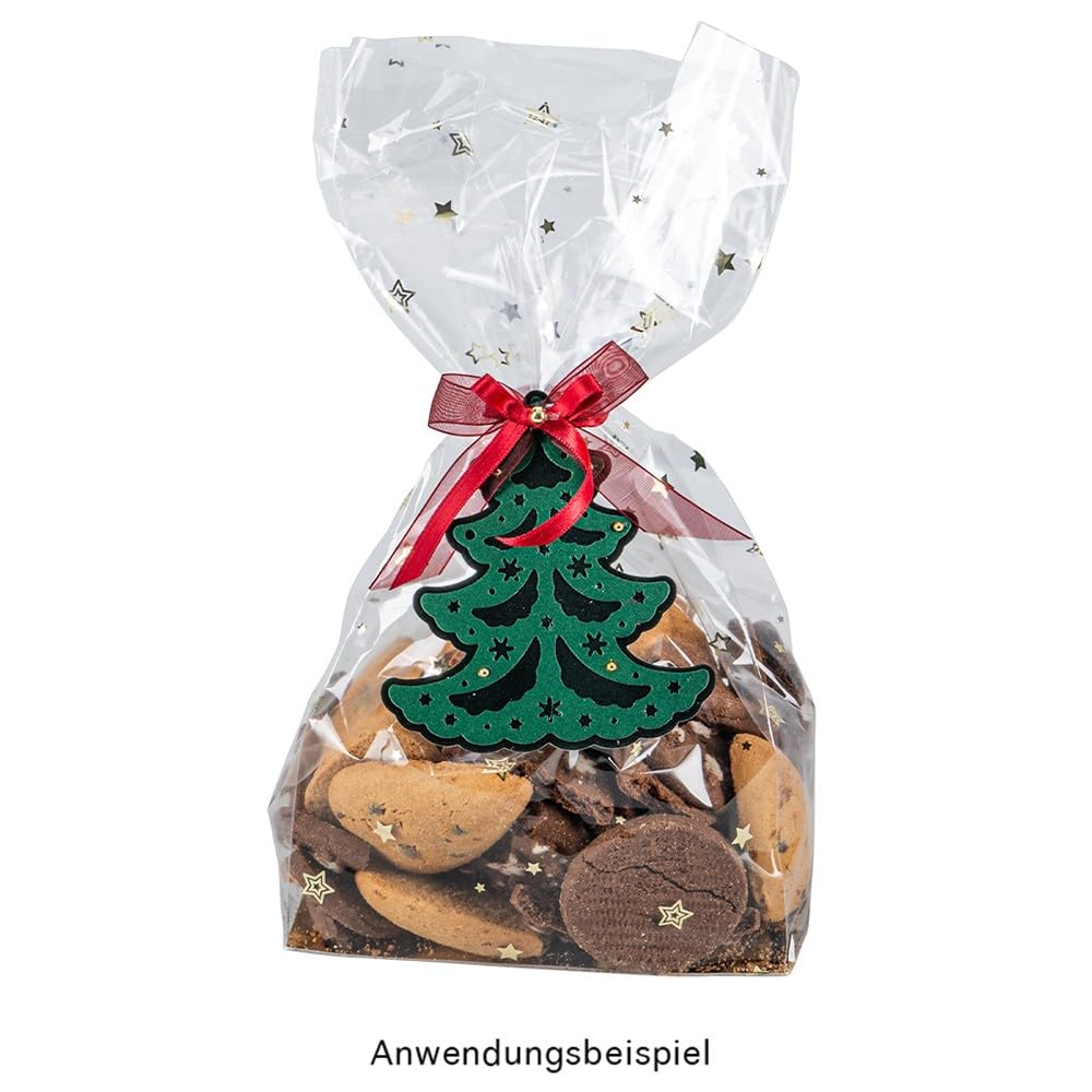 Sac Cellophane Ideen Mit Herz Lot De 30 Sachets à Fond Bloc | Impression En Film Doré | Emballage Cadeau élégant | Sac à Biscuits | Qualité Alimentaire | 12 Cm X 8 Sachets Biscuits