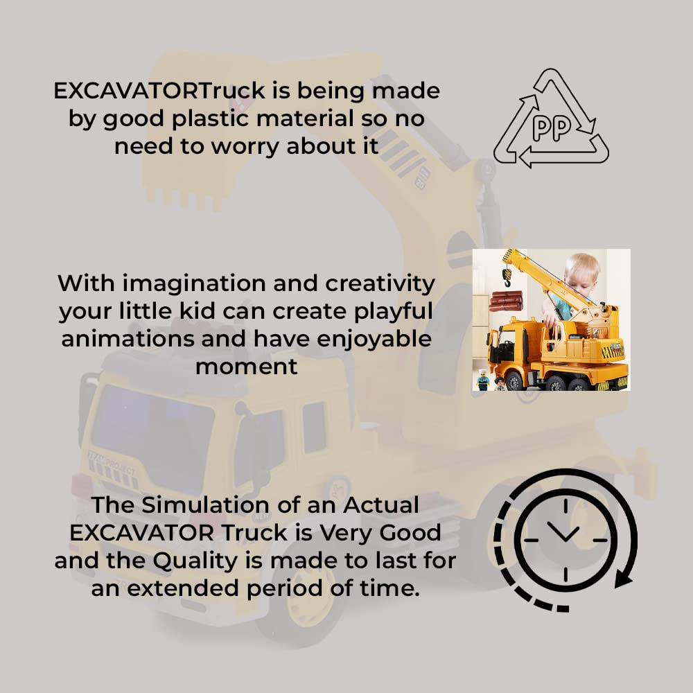 FRATELLI Big Size Exclusive Toys for Kids|Boys|Girls with Lights and Music (Excavator Truck, Friction Power Toy Trucks) Red 2