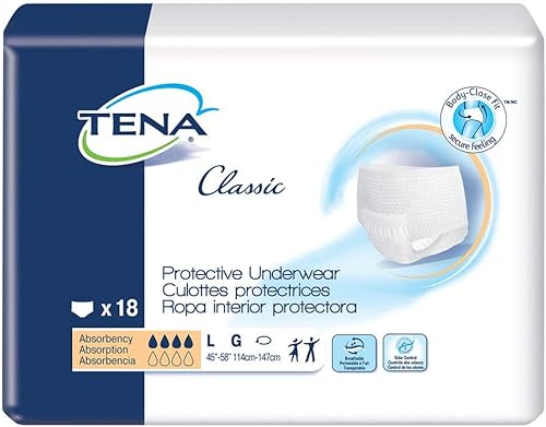 TENA Ropa interior clásica, cintura de 45-58 pulgadas, 18 unidades, unisex
