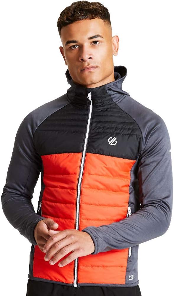 Dare 2b Men's Coordinate' Wool Hybrid Stretch Zipped Pockets Hooded Baffled Quilted Jacket