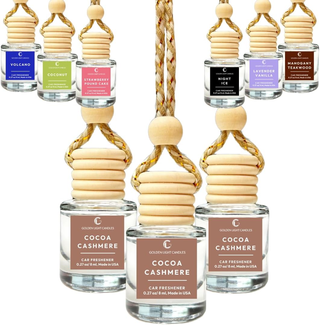 Car Air Freshener Hanging, Long Lasting Essential Oil Diffuser Cocoa Cashmere Scent, Car Air Freshener For Women, Made in USA