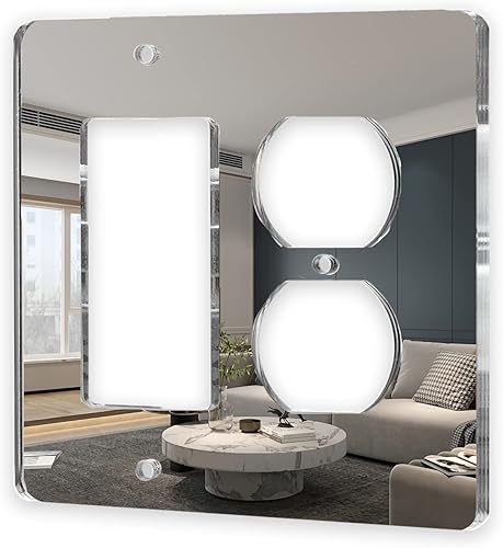 Miniatura 54 de Placas de interruptor de luz de espejo, cubiertas de salida de placa de pared duradera, placas de interruptor de espejo de acrílico y cubiertas