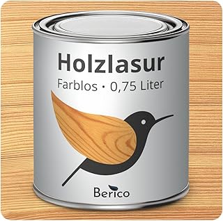 Holzlasur - Farblos - 0,75 Liter Lasur - Transparent - Wetterfeste Holzschutzlasur für Innen und Außen - Holzschutz, Wetterschutz und UV-Schutz