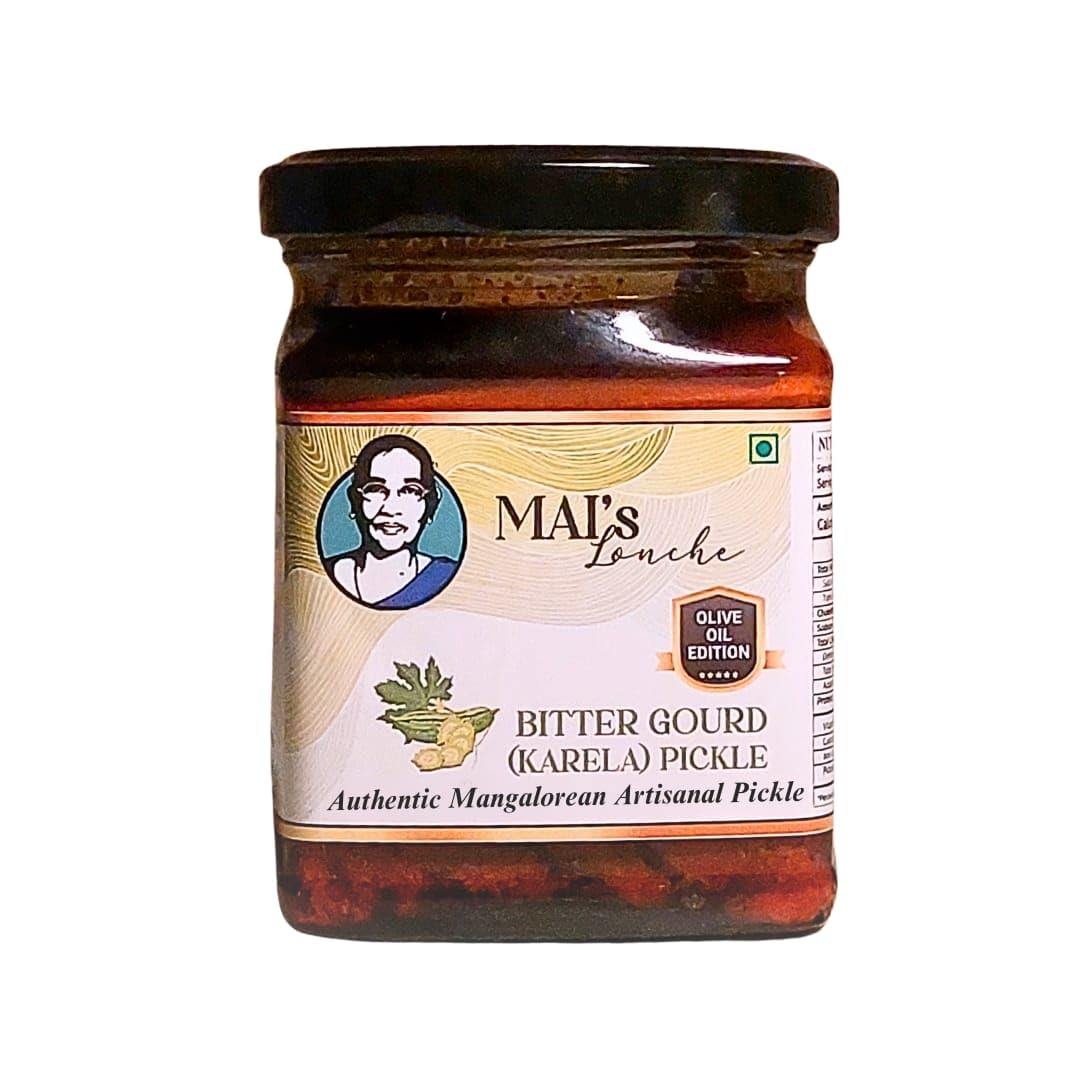 Mais Lonche Healthy Karela (Bitter Gourd) Pickle | Made with Olive Oil | Vegan, Gluten-Free, No Artificial Preservatives | Traditional Indian Achaar | 200g