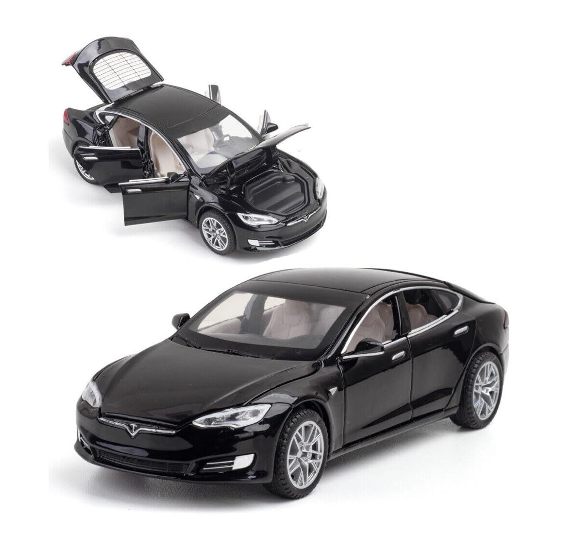 Globular 1/32 Alloy Diecast Tasla S Model New Energy Metal Car Model 6 Doors Opening with Light and Sound Best Gifts Toys Boys for Kids Pack of 1 (Black-Multicolor)