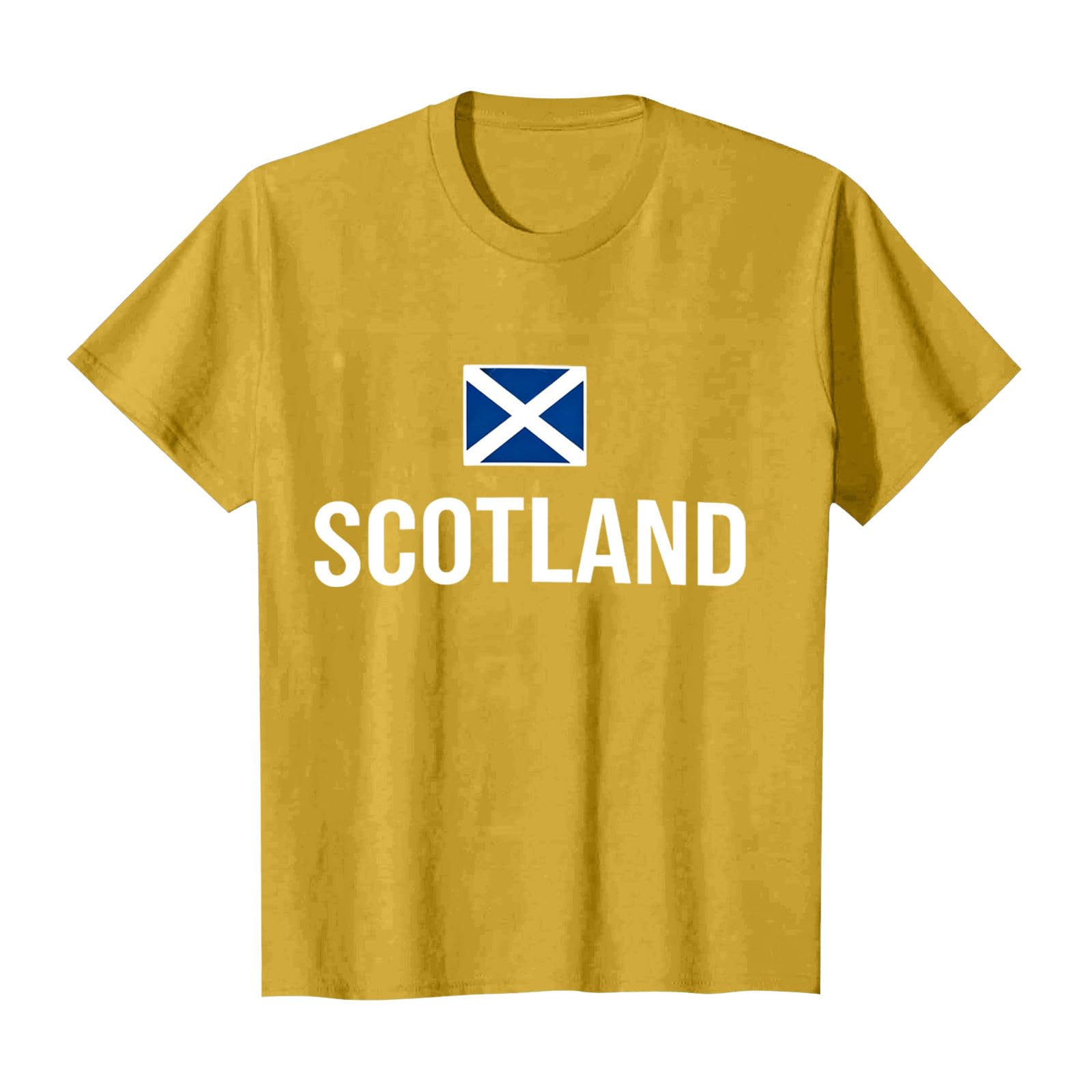 Scotland Football T Shirt Unisex Scottish Flag Short Sleeve Crew Neck Funny – Men Women Football Fans (D-Yellow, L) — image 1