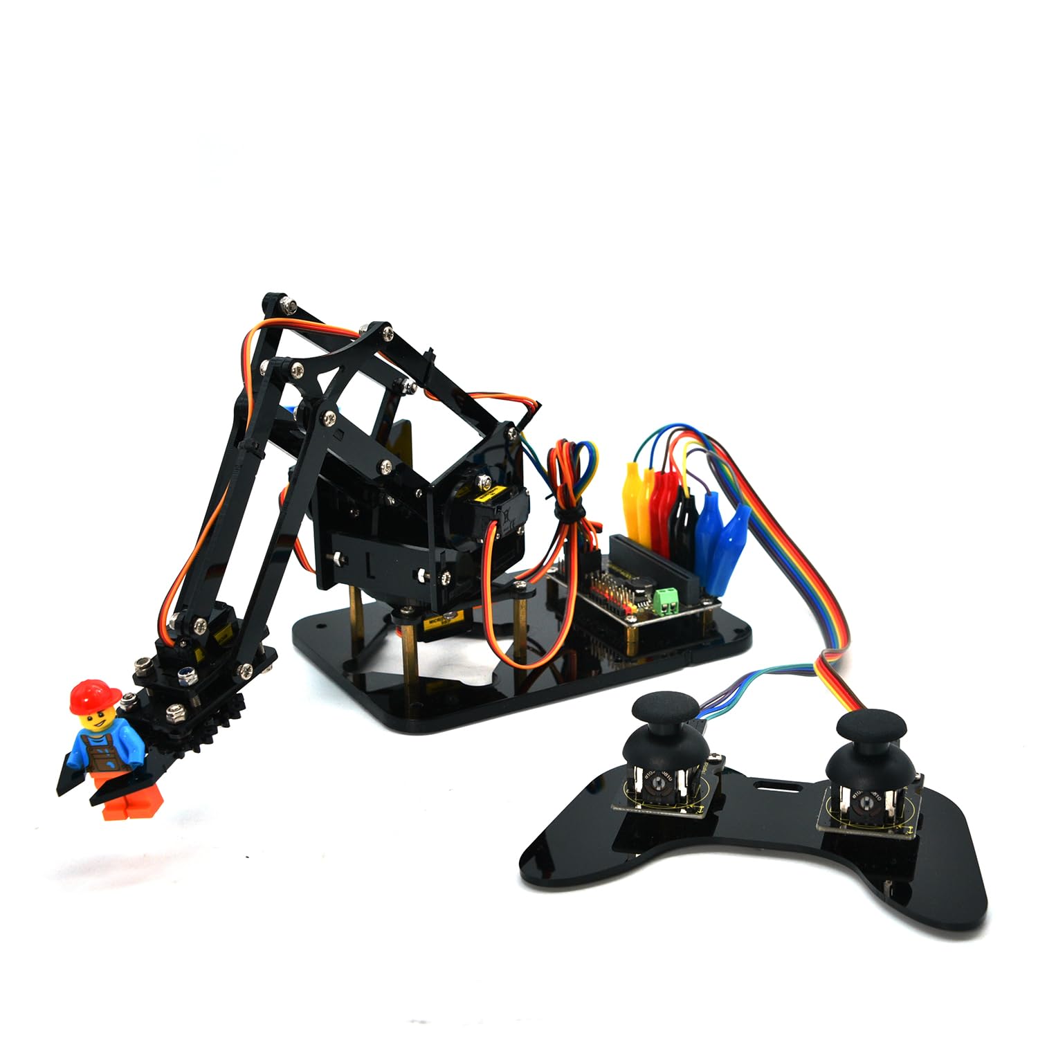 KEYESTUDIO BBC Micro:bit 4-DOF Robot Arm Kit (Exclude Microbit V2), STEM Education Kit with MakeCode/Python Coding for Programming Learning of Teenagers