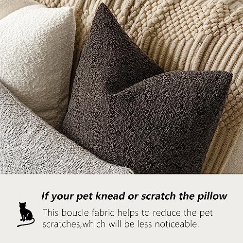 Image of Foindtower Pack of 2 Textured Boucle Throw Pillow Covers Accent Solid Decorative Pillow Cases Cozy Woven Couch Cushion Case for Sofa Bedroom Living Room Home Decor, 18 x 18 Inch,Dark Brown