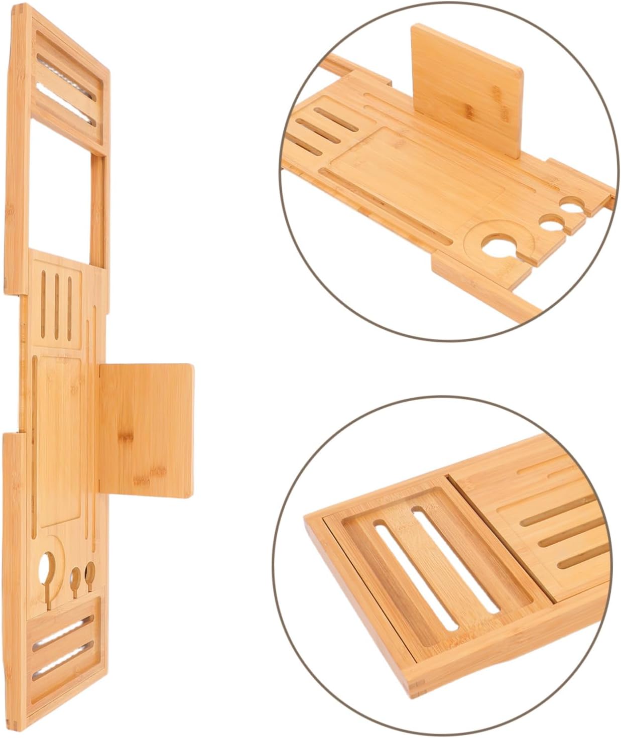Cabilock Bathtub Tray Board Expandable Design Bath Tub Table for Bathroom Bamboo Spa Tray