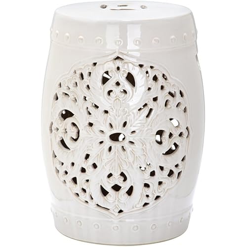 Safavieh Flora Glazed Ceramic Decorative Garden Stool, Cream