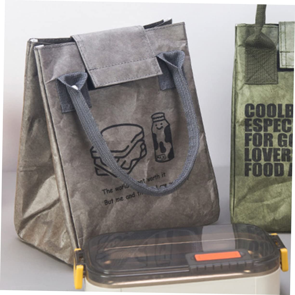 TOPBATHY 4piezas Bolsa De Almuerzo Aislante Bolsa De Transporte Para Comida Asa Para Oficina Escuela y Picnic Material Resistente y Ligero Diseño Elegante y Funcional