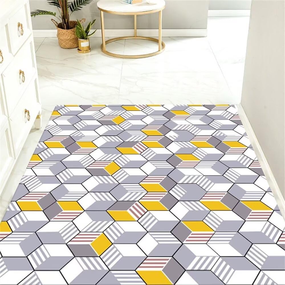 Tapis lavable en machine tapis salon moquette couloir entretien facile jaune