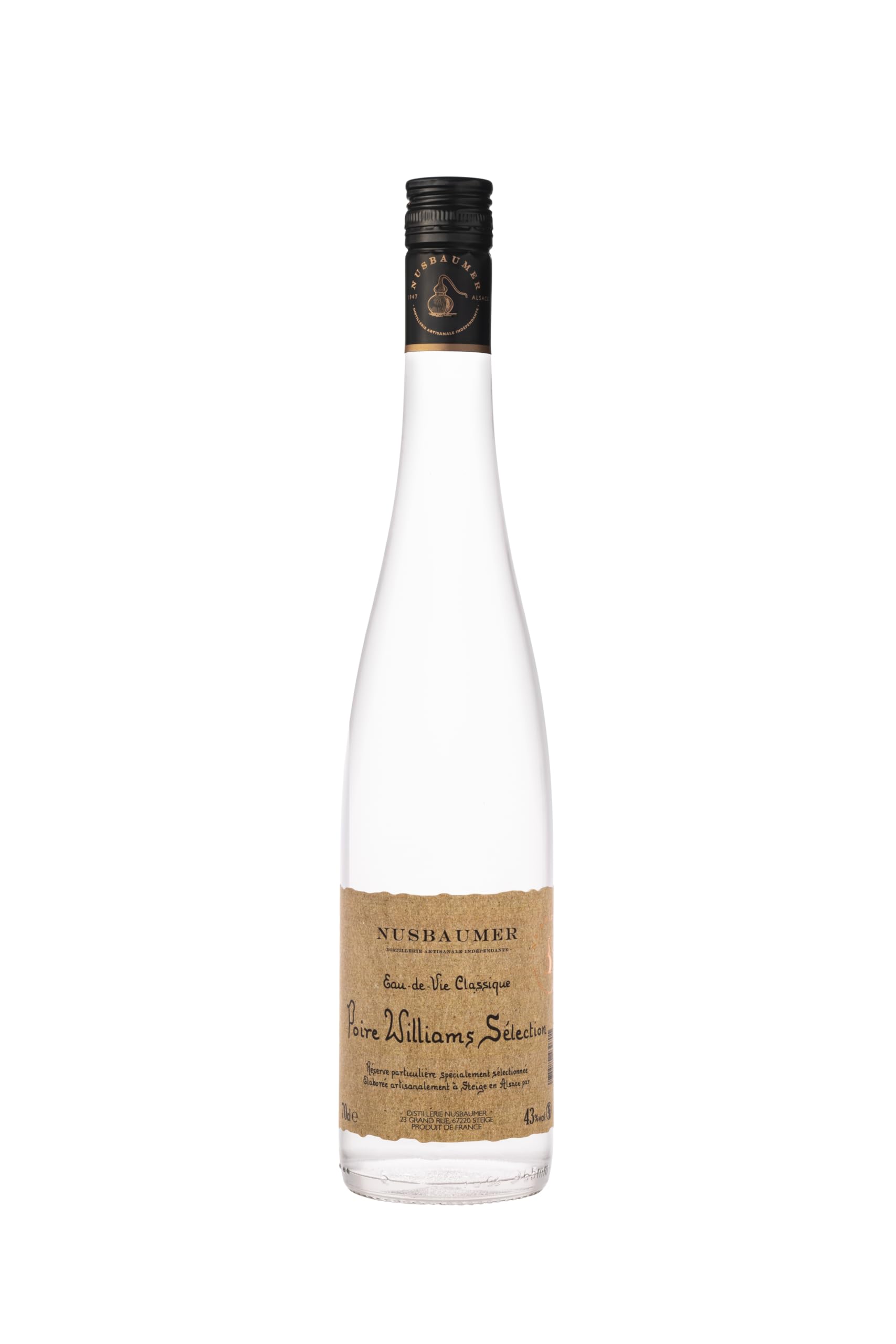 NUSBAUMER - Eau-de-vie de Poire Williams - 43% Alcool - Bouteille 70 cl | Origine : France / Alsace