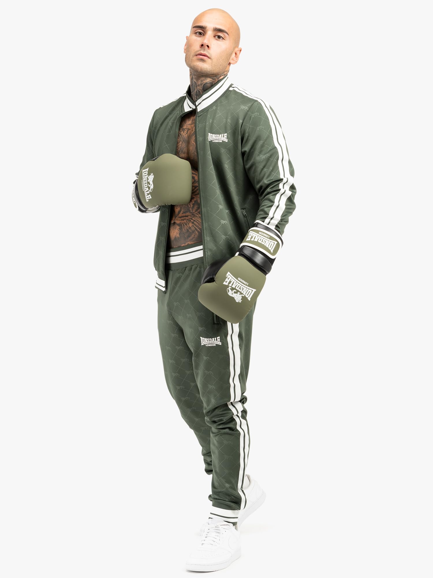 Lonsdale R?kawice bokserskie ze skóry Barford Olive/Black/White 14 oz