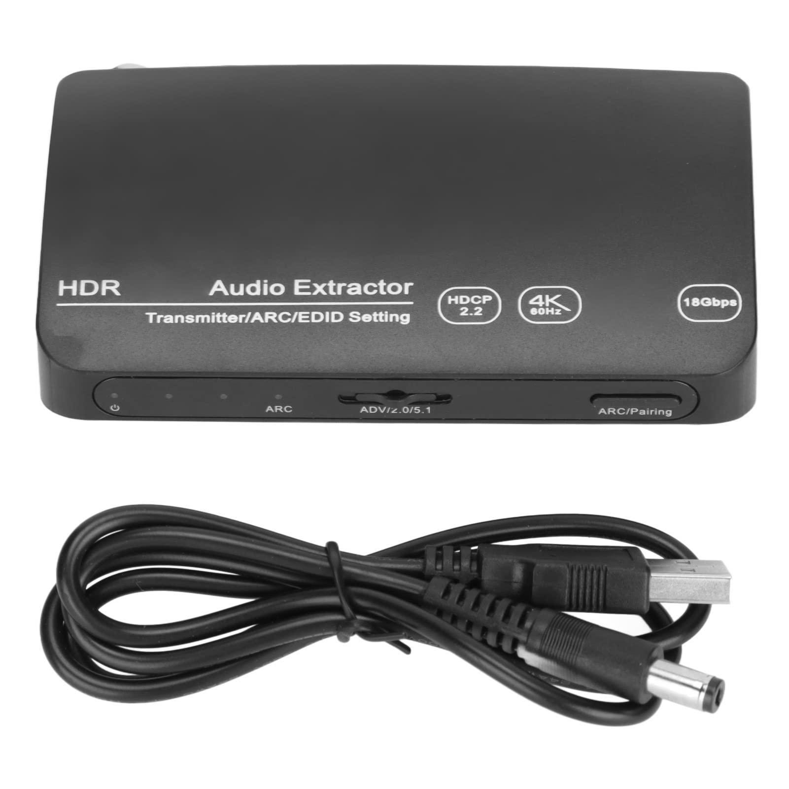 ASHATA Extractor Convertidor de Audio 4K 60Hz HDMI 2.0: HDMI, óptico, Salida Bluetooth, Dolby Atoms/DTS HD, HDR, Compatibilidad con Dolby Vision