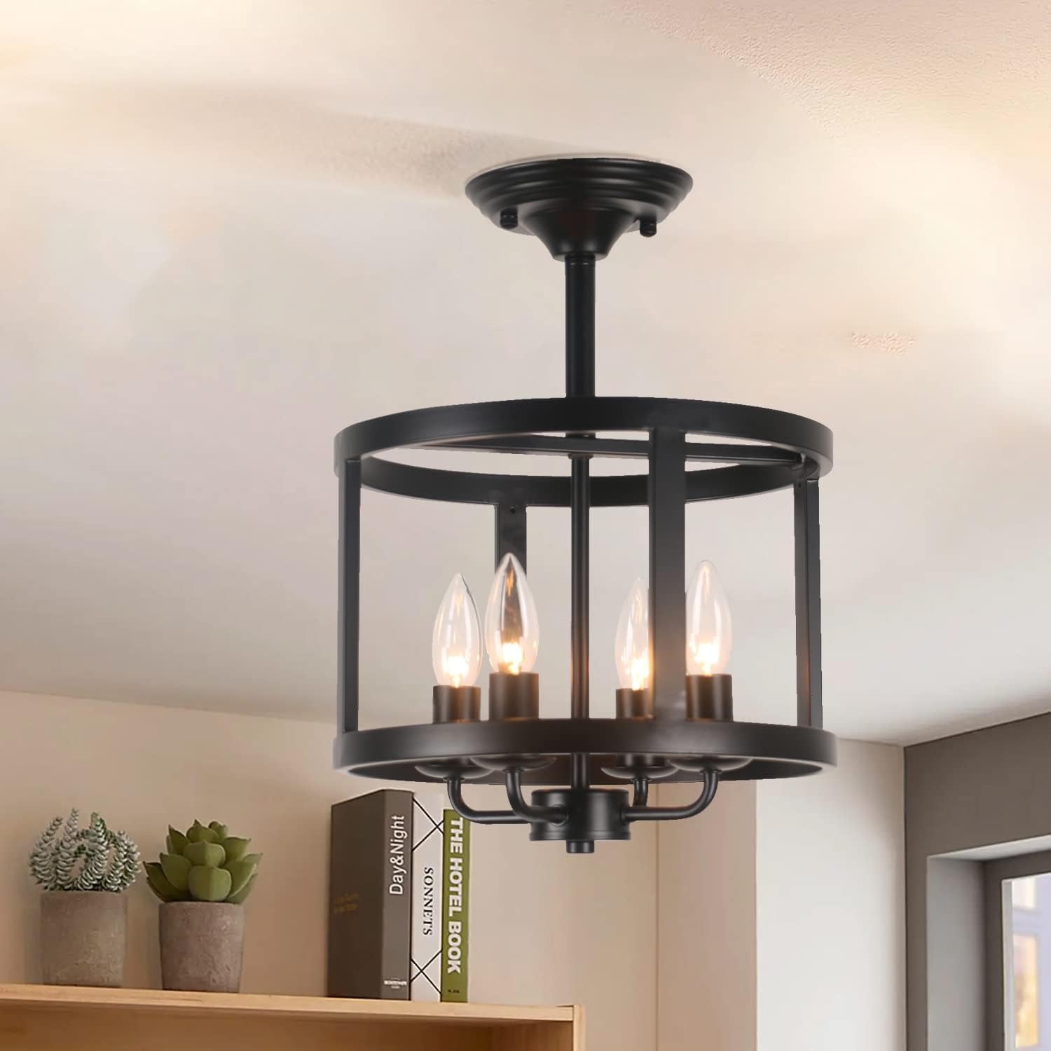 UNITARY Farmhouse Bedroom Vintage Semi Flush Mount Ceiling Light Brand