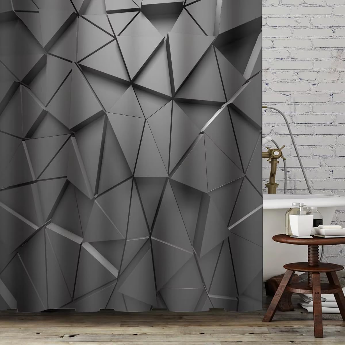 KELAIMI Marble Geometric Shower Curtain,Modern Abstract Geometric Bathroom Curtains,Aesthetic Industrial Quick-Dry Bathtub Curtains with Hooks Style 3 90X180Cm