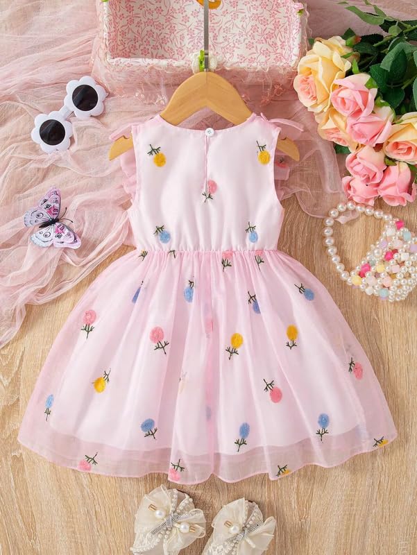 Image of Niren Enterprise Printed Knee Length Sleeveless Round Neck Stylish Girls Party Dress