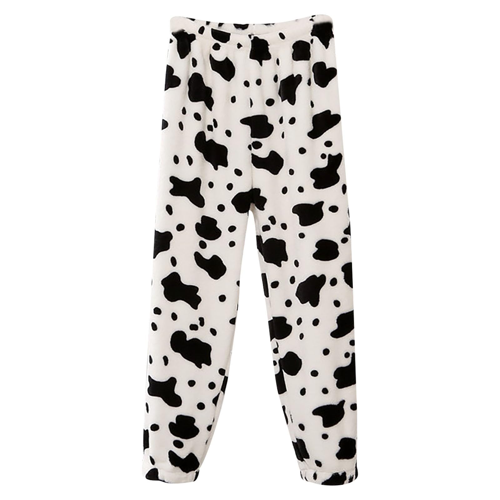 Flannel Schlafhose Mädchen lang mit Kuh Druck - Weich Bequem Schlafanzughose für Mädchen Süß Fleece Pyjama Hose Elastische Taille Kuschelig Pyjamahose Plüschhose Baggy Hosen Jogginghosen 1-12 Jahre
