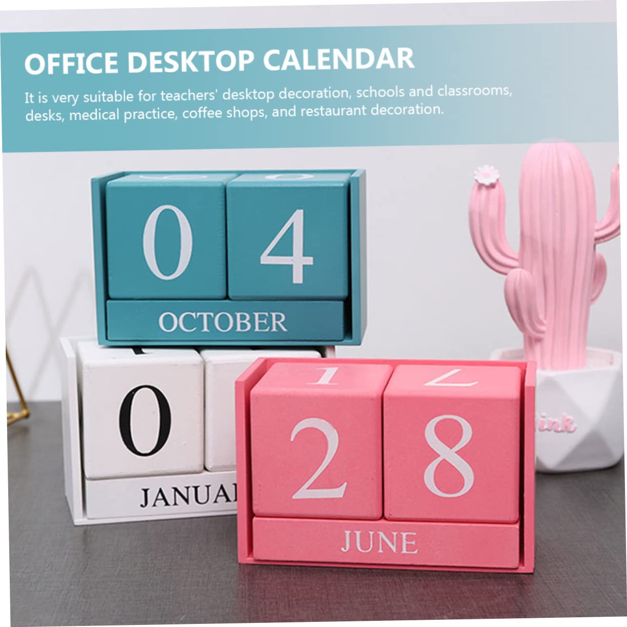 Lurrose 2 Stück Holz Tischkalender Mini Tischkalender Tischdekoration Für Den Schreibtisch Zuhause Rustikale Tischdekoration Schreibtisch Büro