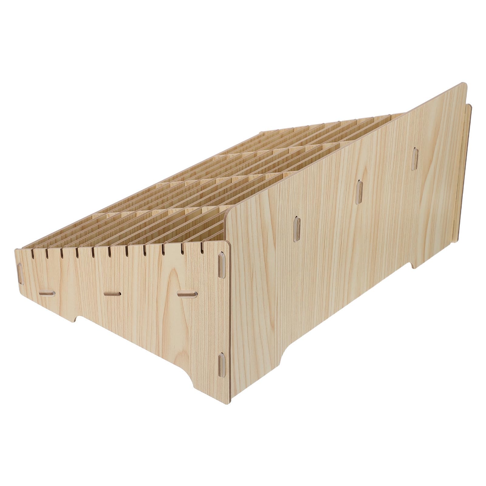 Zerodeko Scatola Organizer per Telefono in Legno Khaki a 48 Griglie | Struttura Inclinata a Scomparti Multipli, per Aula e Ufficio, Design Naturale, Portatile, Ordine Efficiente